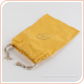 Promotional logo print white cotton drawstring pouch wholesale